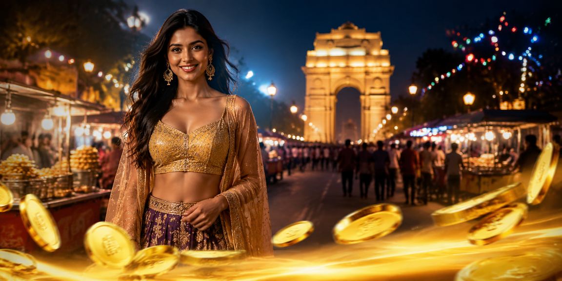 Vibrant casino night scene in Delhi with players enjoying slots