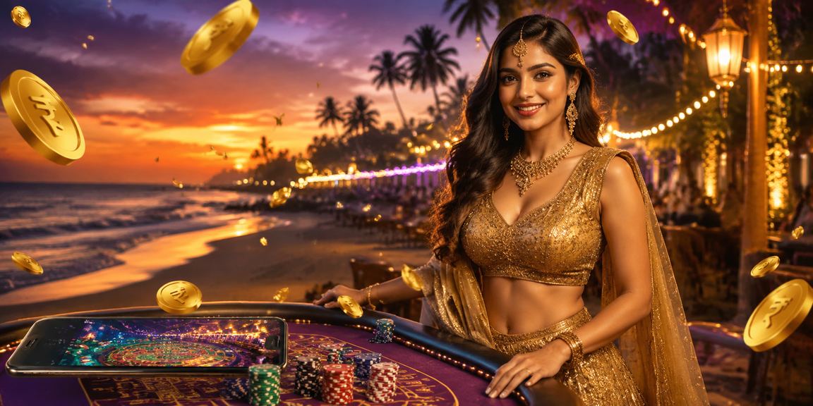 Colorful casino entertainment by the beach in Goa